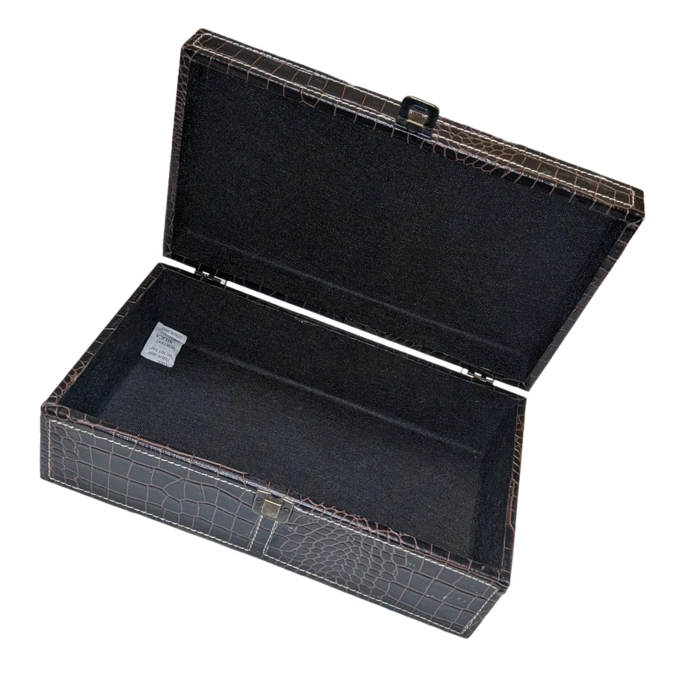 Elegant Dark Brown Crocodile Pattern Storage Box